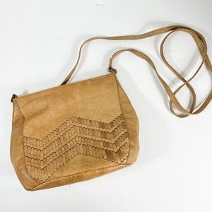 Anthropologie Day & Mood Peony Crossbody Bag Brown Leather Purse